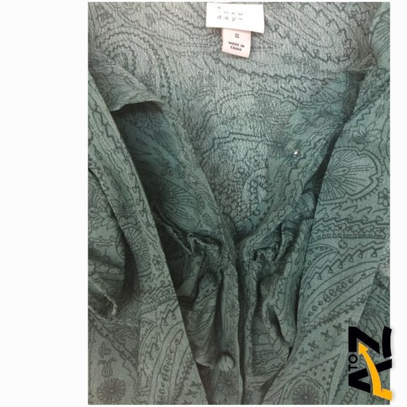 Women's Paisley Print Ruffle Long Sleeve Dramatic Blouse Size S - Picture 3 of 9